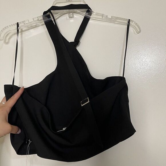 LE LIS Asymmetrical strappy cropped halter minimalistic top size Large - Picture 5 of 5
